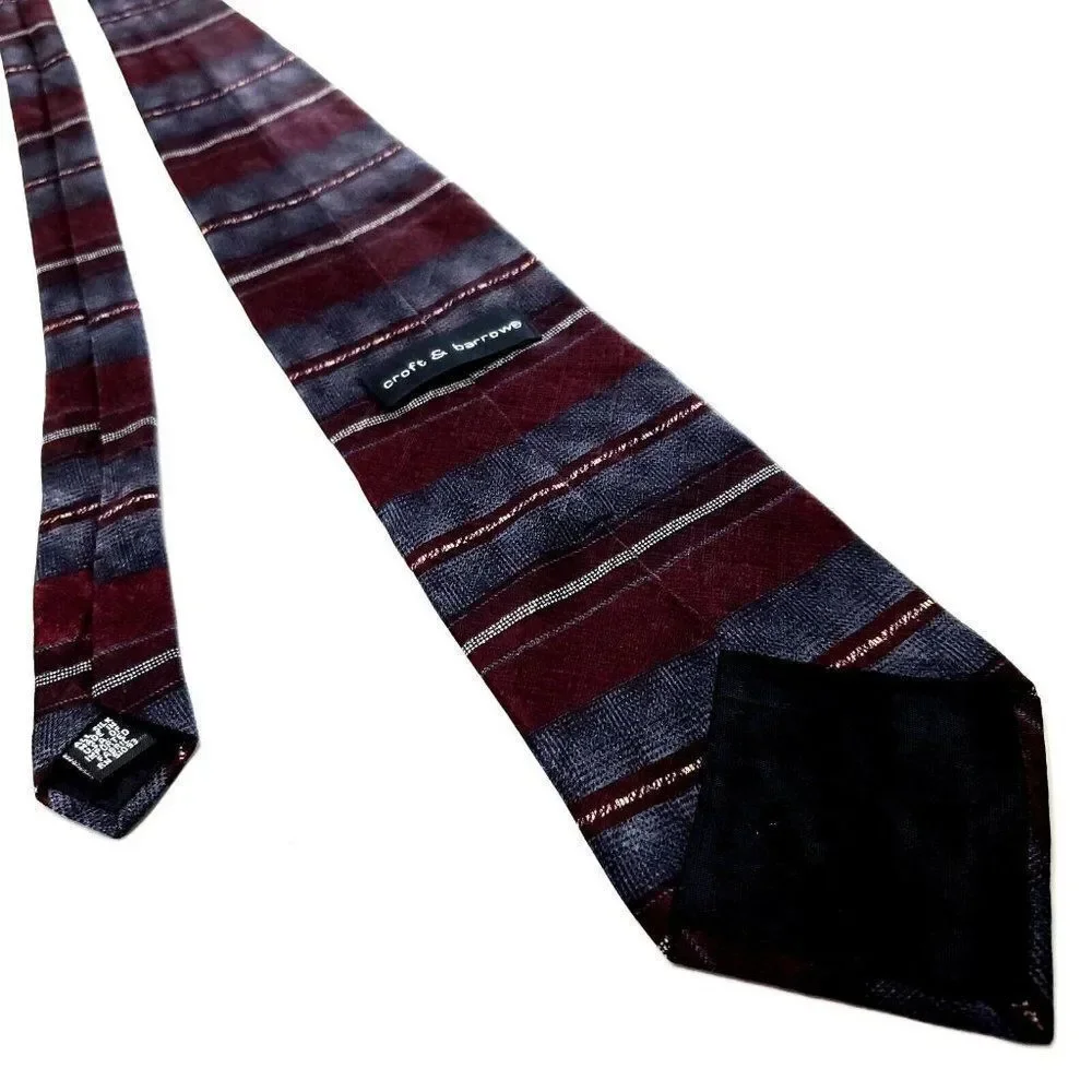 Croft & Barrow Multi Colored Silk Tie‎ Woven Wide Horizontal Striped